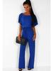 Women's Summer Button-Tie Short Sleeve Jumpsuit - European and American Style