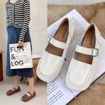 Туфли Мэри Джейн женские кожаные туфли на плоской подошве в британском стиле с пряжкой и квадратным носком женские лоферы женская повседневная обувь Zapatos De Mujer