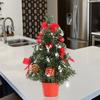 Mini Artificial Christmas Tree Pot Glittery Ball Hotel Cafe Table Festival Decor