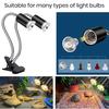 Reptile Heat Lamp Holder Dual-Head with 2/4/6H Cycle Timer Gooseneck Adjustable Turtles Lizards Snakes UVA/B Basking Light Bulb Metal Clip Rack