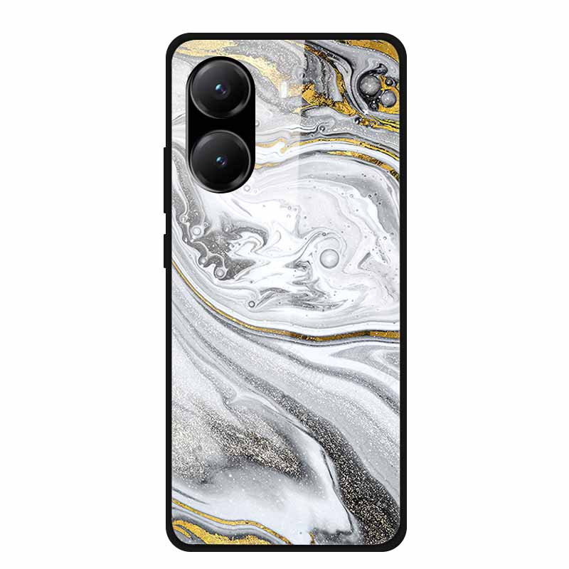 Закаленное Стекло Чехол для Poco X7 Pro Задняя Крышка ПК Жесткие Ударопрочные Чехлы для Xiaomi PocoX7 Pro Funda Мраморная Текстура Модный Coque