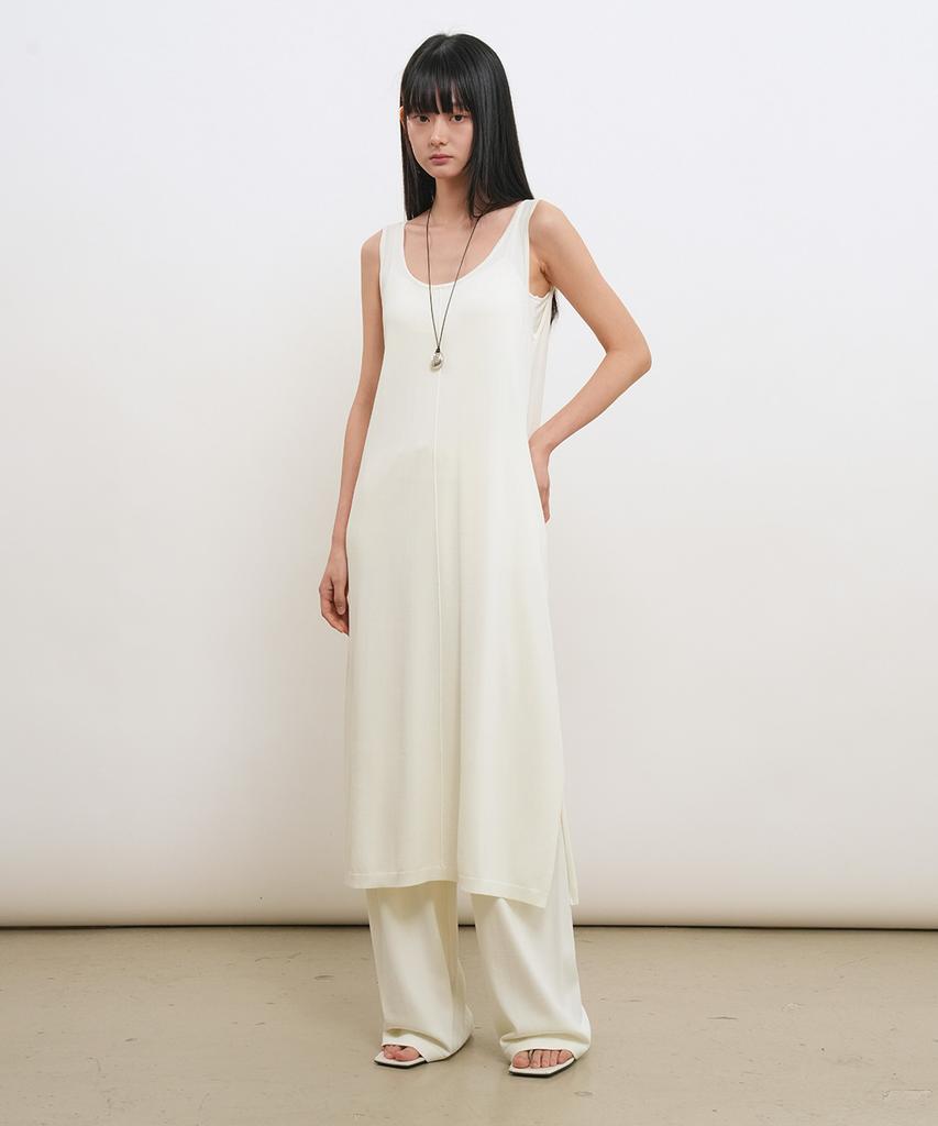 General Idea Temperature Cut Cool U-Neck Maxi Knit Dress [Ivory] / Gf2Lop512
