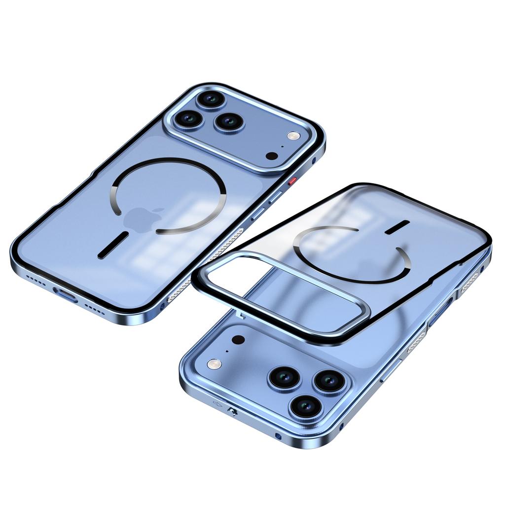 Чехол для iPhone 18 Pro / iPhone 18 Pro Max, Металлическая рама из алюминиевого сплава, Магнитная, Матовый прозрачный акриловый корпус, Ударопрочный задний чехол для телефона
