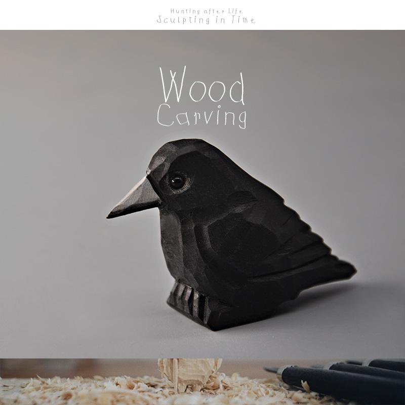 Crows Animal Model Woodcarving Master Hand-carved Solid Wood Ornament Collection Desktop Toys