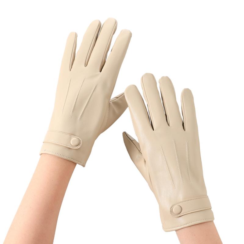 Осенне-зимние женские кожаные теплые бархатные перчатки нескользящие перчатки для сенсорного экрана для велоспорта