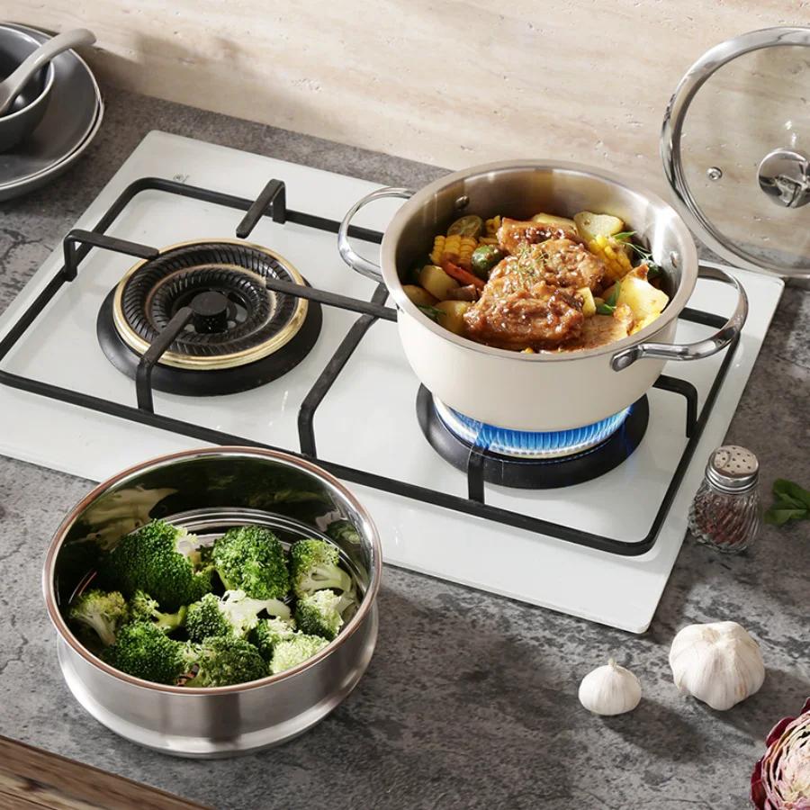 Stainless Steel Soup Pot, Thickened Mid Air Anti Scalding Handle, Korean Stock Pot, Steaming Pot, Milk Pot Lamian Noodles Pot