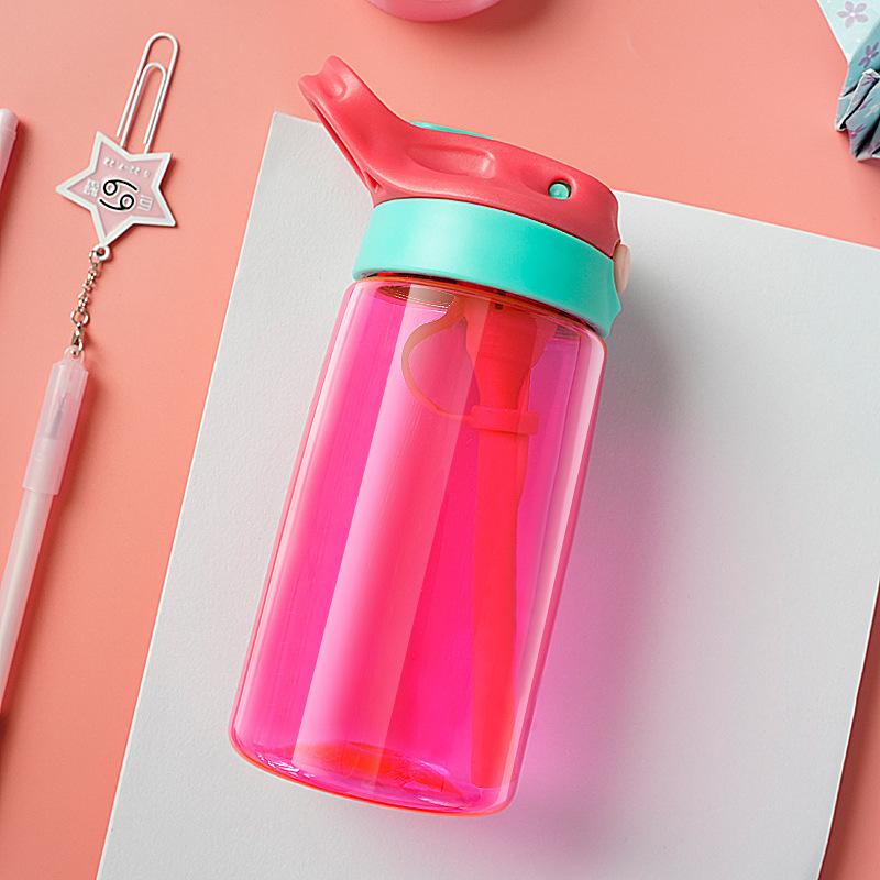 Water bottle, little pretty boy, children's straw cup, anti-drop water cup, outdoor cartoon plastic cup, personalized cup can be