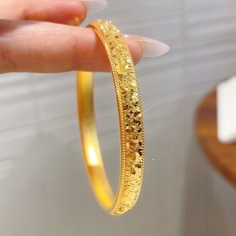 Fish Scale Pattern Ice Breaker Gold Bracelets Elegant Shiny Cuff Engagement Ceremony
