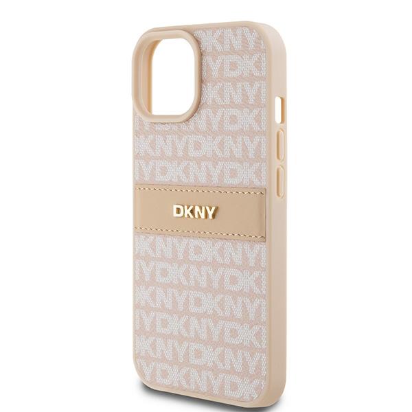 Dkny Dkhcp15Mprthslp iPhone 15 Plus /14 Plus 6.7 Розовый/Pink Жесткий чехол Кожаный Моно-полоса и Металлическое лого