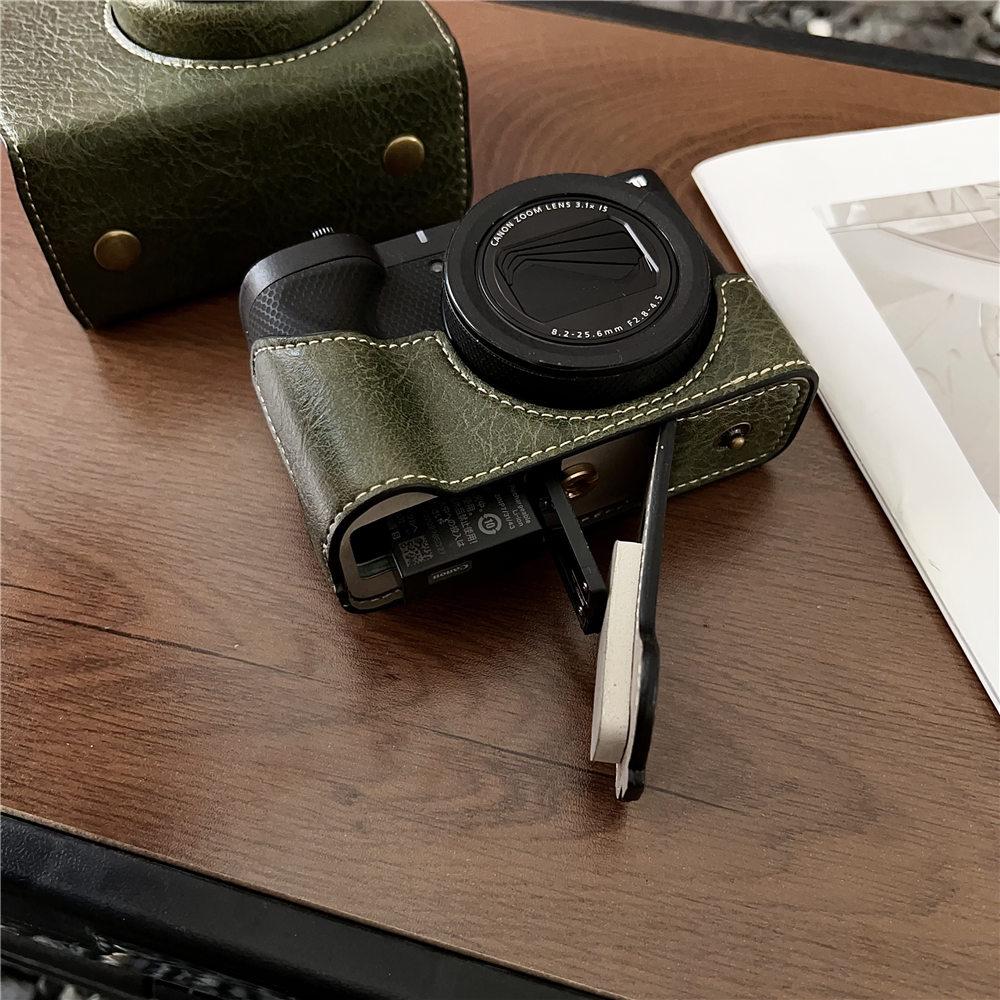 Роскошная версия чехла для камеры из ПУ кожи для Canon PowerShot V1, сумка для камеры, крышка с отверстием для батареи, с ремешком