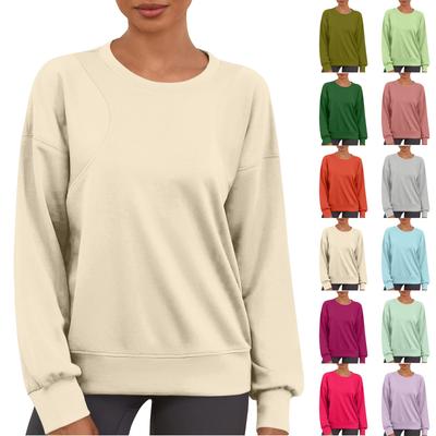 Женский повседневный модный однотонный свитер с круглым вырезом и длинными рукавами