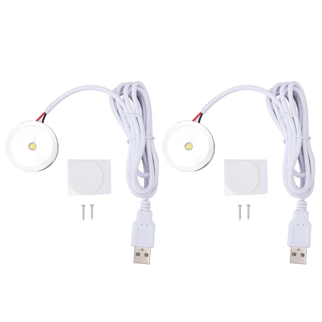 Display Spotlight Round USB Plug in Small LED Showcase Lamp with 4.2ft Cable for Jewelry Cabinet Cupboard Shelf 5V