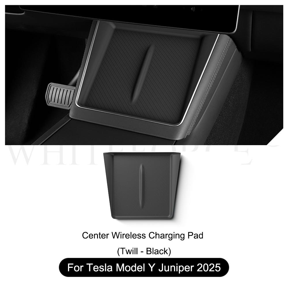 For Tesla Model Y 2025 Juniper Wireless Charge Pad Center Console Organizer Charge Station Mats Silicone Protector Anti-skid Pad