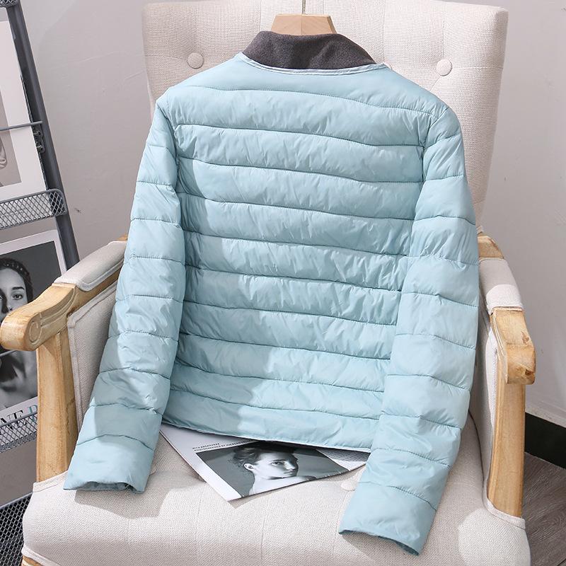 Lightweight Down Cotton Jacket, Women's, Short, Autumn and Winter, Inner Lining Cotton Jacket, Round Neck, V-neck, Two-piece Cotton Jacket, Outerwear