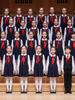 Патриотические костюмы для детского хора - Синие наряды для мальчиков и девочек с красным шарфом для конкурсов чтецов
