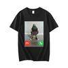 2026 Funny Stand Someone Up Meme Pigeon Incoming Call Graphic Print Black Tshirt Adults Kids Cotton Short Sleeve Casual Tees