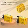Зарядное устройство 2C2A 120 Вт PD: 4-портовый адаптер с двумя USB и Type-C для европейских и американских телефонов
