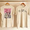 Unisex Women Two Side Printed Tee Cool Bike Graphic Front Retro Graffiti Cyclist Russian Text Back Vintage Outdoor Cycling T Shirt