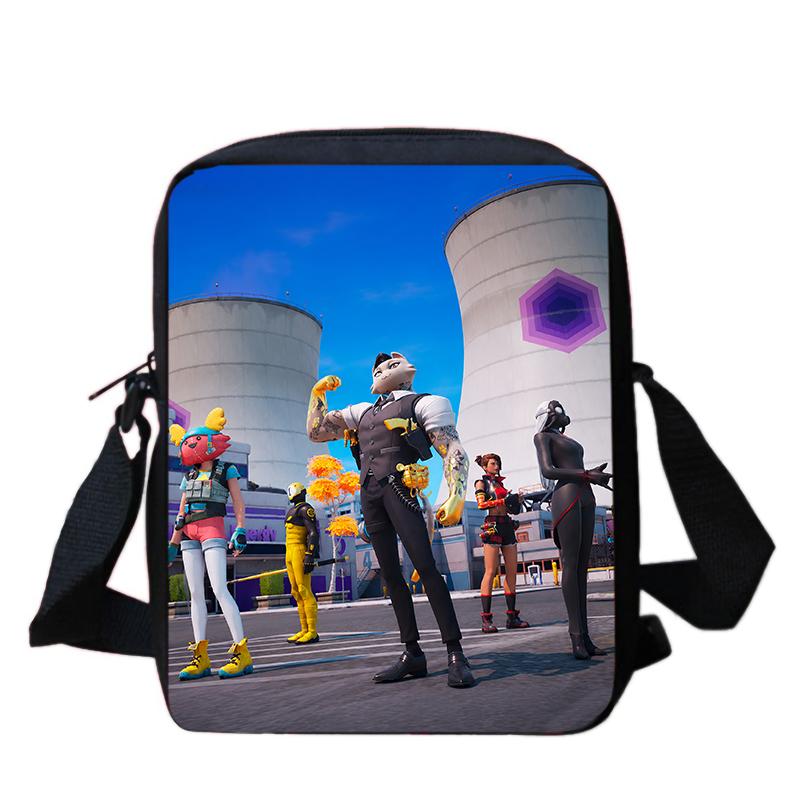 Легкая кросс-боди сумка через плечо в стиле мультфильма Fortnite, Унисекс, для детей 6-14 лет, Портативная, с принтом игры, Ежедневная маленькая сумка для хранения