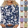 Женский модный повседневный пуловер с круглым вырезом и длинным рукавом с цветочным принтом