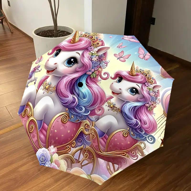 1PC Unicorn Fantasy Umbrella-8-Rib Reinforced Portable Folding Travel Suitable for All Seasons Outdoor Daily Use-G374