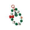 Santa Claus Plush Beads Keychain Flocked Bowknot Beaded Cell Phone Lanyard  Unisex