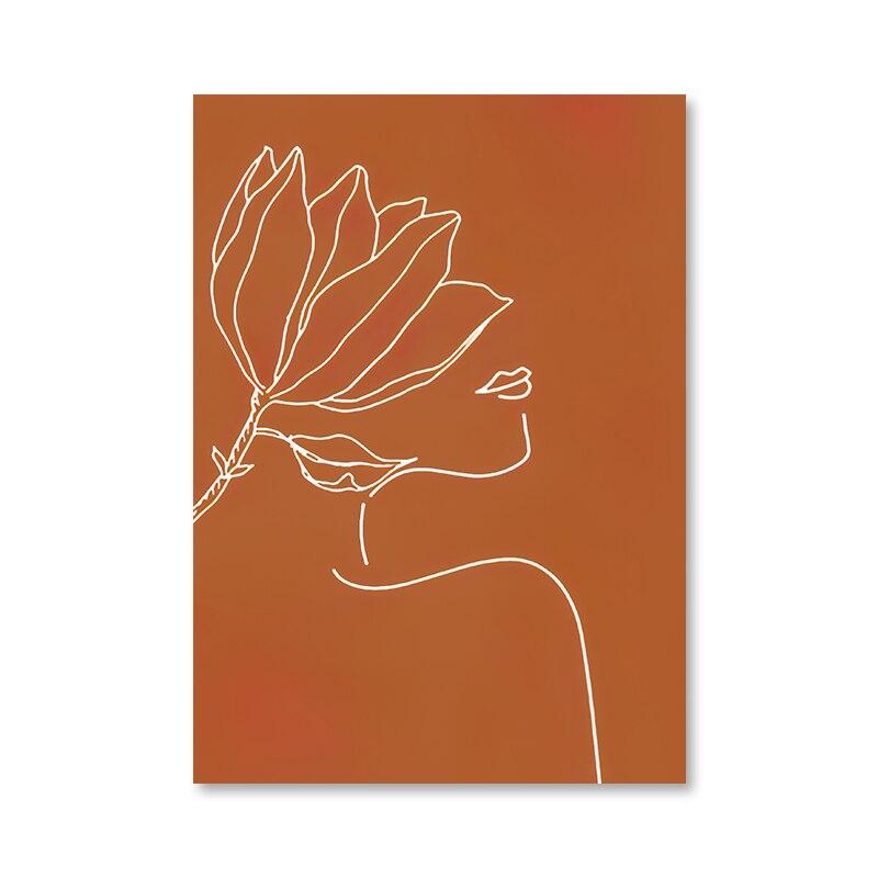 Абстрактные геометрические линии листьев, современные постеры, холст, картина, настенная художественная печать, картина для спальни, гостиной, интерьера, домашнего декора