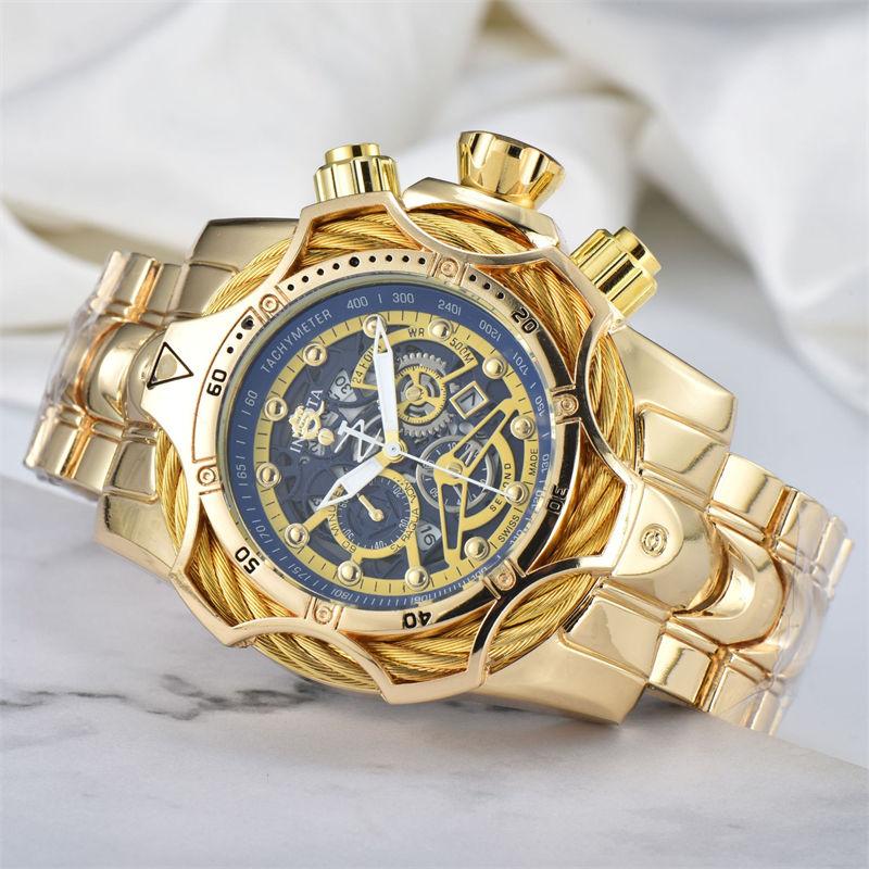 Мужские часы с большим циферблатом, стальным ремешком, спортивные кварцевые часы, модные наручные часы для улицы GZW