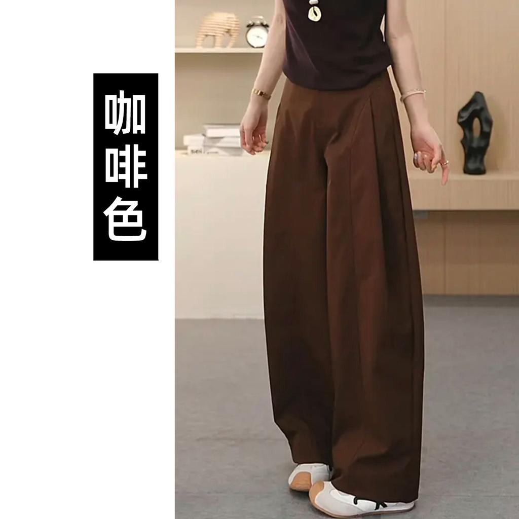 Narrow wide leg pants with women's side pleat design, high waist slimming, versatile and trendy ins Korean version curved knife pants