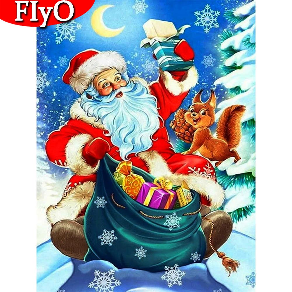 Алмазная картина Санта-Клаус, художественная распродажа со стразами, Алмазная вышивка, мультяшная мозаика, снег, рукоделие, Рождественское украшение