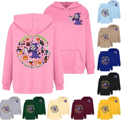 Женская толстовка с капюшоном и круглым вырезом, длинными рукавами и принтом «Хэллоуин»