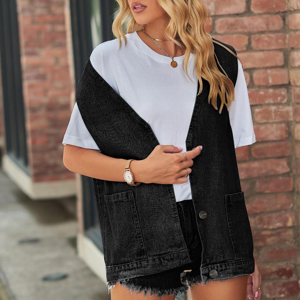 Ковбойский жилет, камзол, модный джинсовый жилет без рукавов