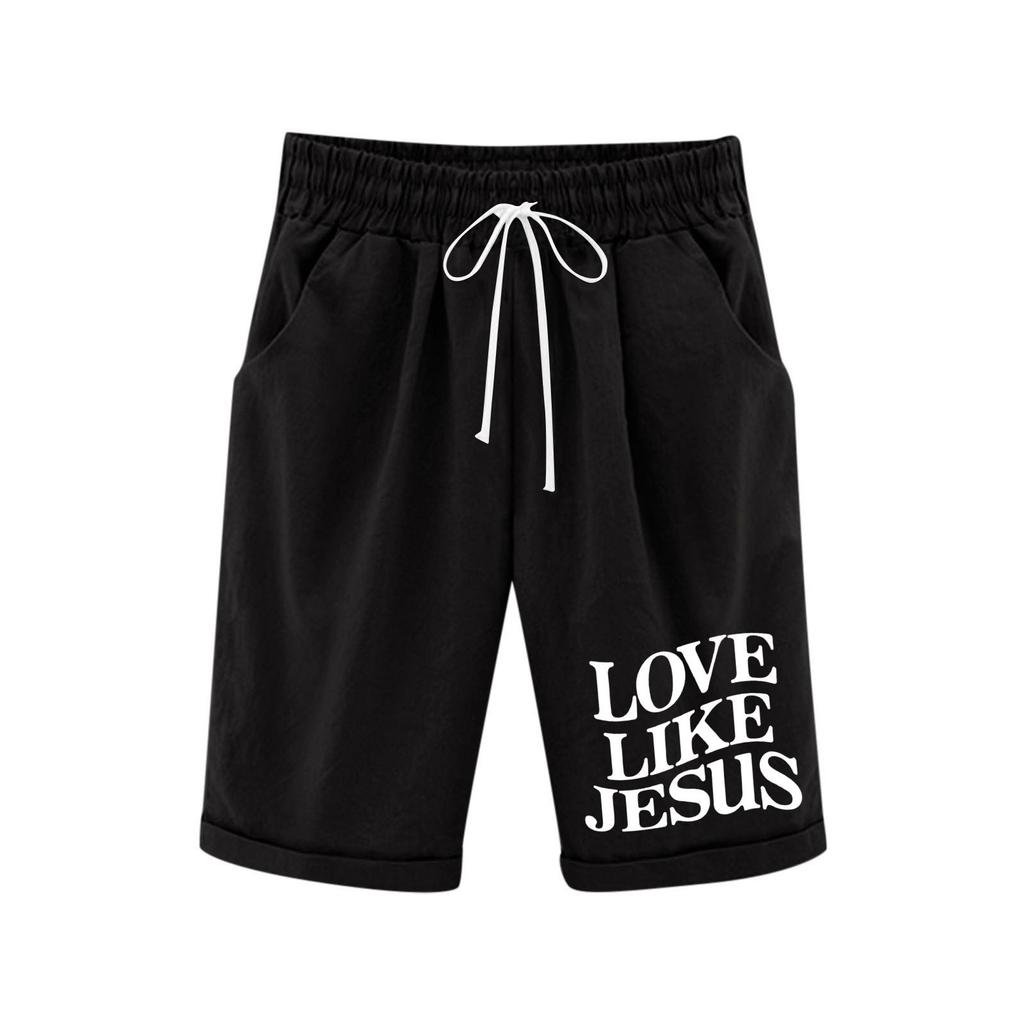 Летние повседневные спортивные брюки для мальчиков и девочек с эластичными поясами на шнурках и принтами на карманах.