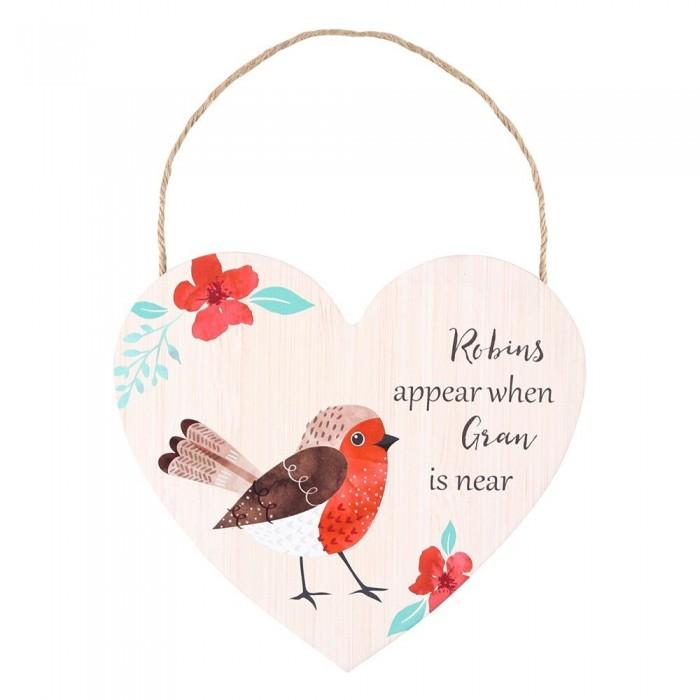 Something Different Gran Robin Heart Plaque