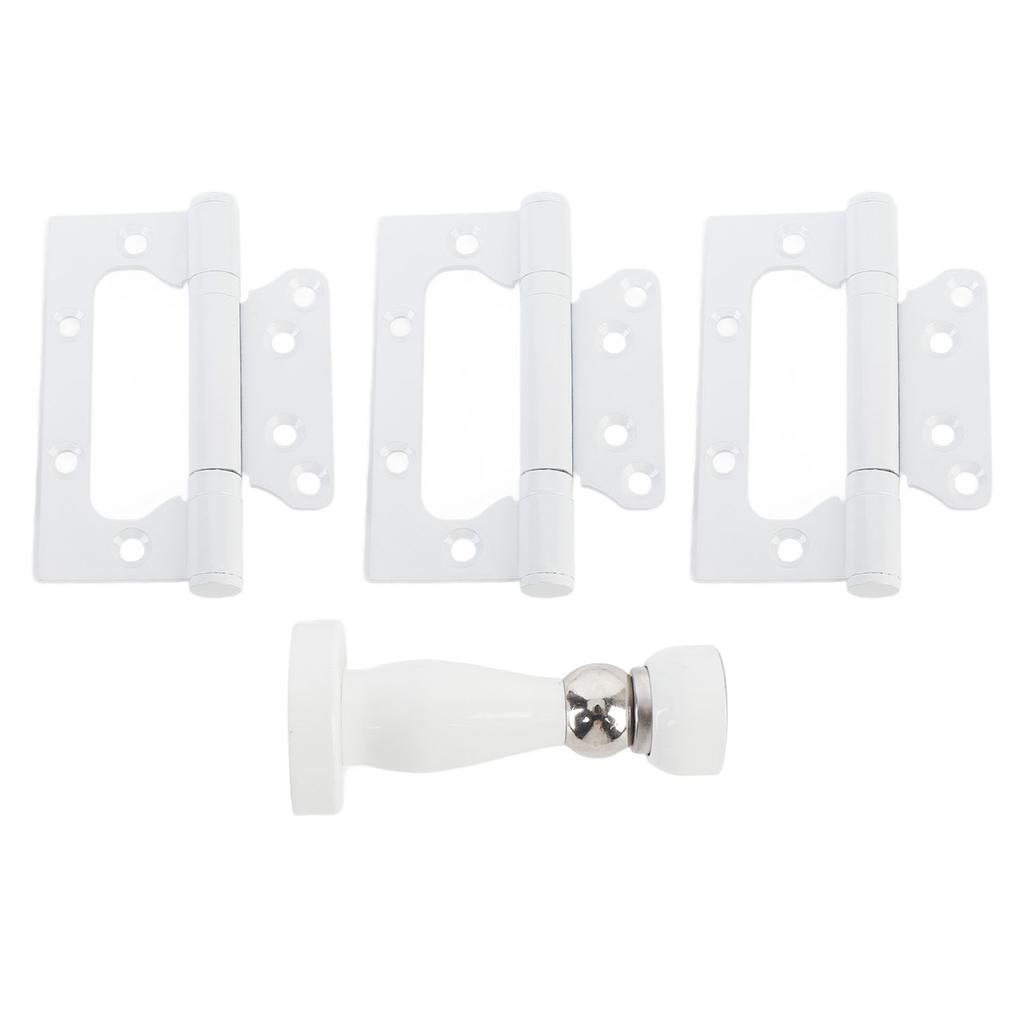 4 Inch Door Hinge with Magnetic Door Stopper Silent Metal Door Hinge for Home Room White