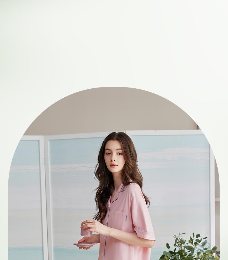 Xuanliang 2026 new women's summer sleepwear, thin cotton short sleeved pants, casual simple plus size home suit set