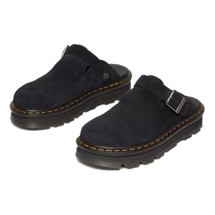 初森ベマーズ Доктор. Martens Zebzag Suede Casual Slingback Platform Mule Black