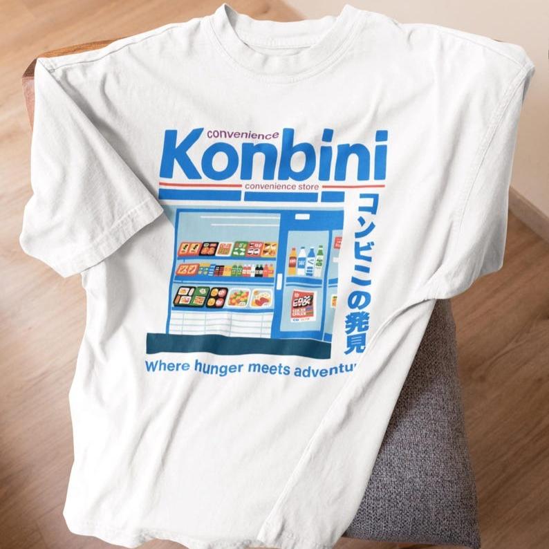 Japan Convenience Store Graphic Print T-shirt 90s Anime Japanese Streetwear Harajuku Y2K Grunge Unisex WoUnisex Streetwear Tee Tops