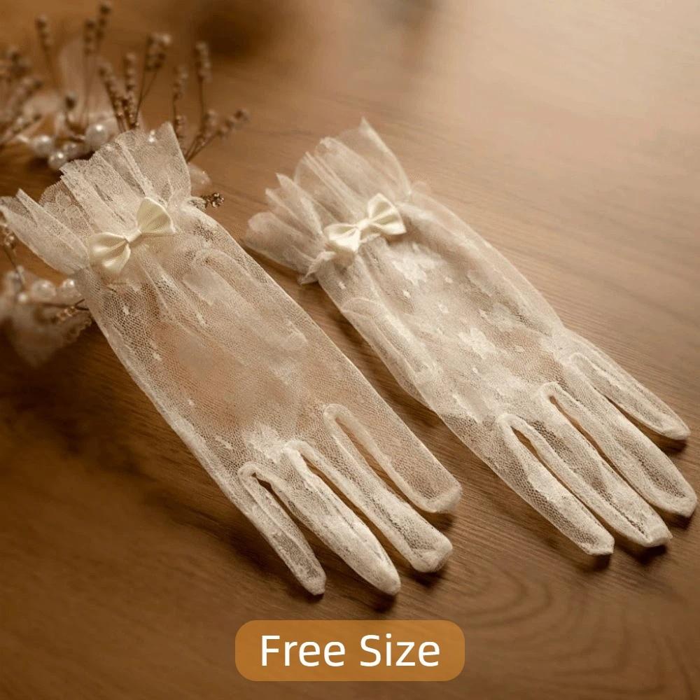 Thin Mesh Bridal Gloves Soft Short Lace Gloves Elegant Wedding Gloves Wedding Dress