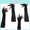 Halloween Long Vampire Claw Gloves With Fake Nails For Cosplay Costume Party