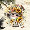 Smiling Gnome Wind Chime with Sunflowers Metal Outdoor Garden Decor Rotating Windmill Whimsical Durable No Battery Needed for Home Yard