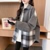 Relaxed Fit Jacquard Patchwork Plaid Sweatshirt Jacket