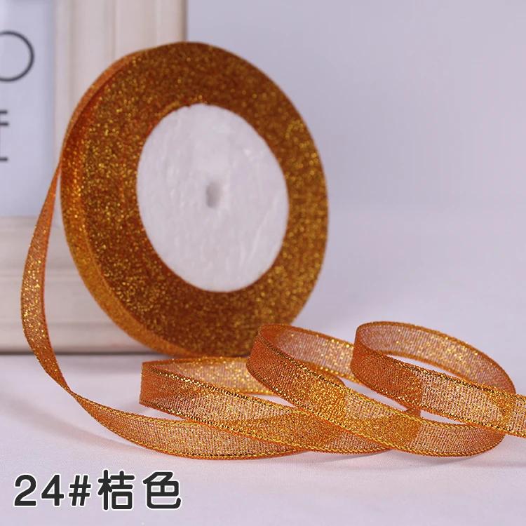 6 мм 10 мм 15 мм 20 мм 25 мм 40 мм 50 мм 25 ярдов Золотые Серебряные Блестящие Ленты Упаковка Свадебных Подарков Рождество Хэллоуин Вечеринка DIY Поделки