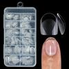 240pcs Short Oval Nail Tips Pre-shaped Round Full Cover Half Matte Fake Nails Acrylic Nail Tips Nail Extension