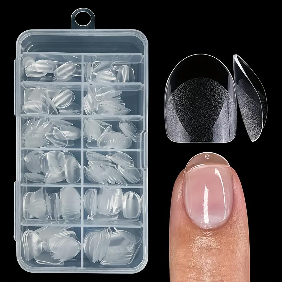 240pcs Short Oval Nail Tips Pre-shaped Round Full Cover Half Matte Fake Nails Acrylic Nail Tips Nail Extension