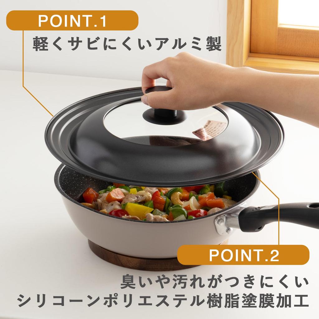KAI Frying Pan Lid Cover with Glass with DW5623 Window, 24-28cm, Stand, Black, Rust-Resistant,