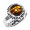 Кольцо из серебра 925 пробы с натуральным тигровым глазом, размер 6 j7V04