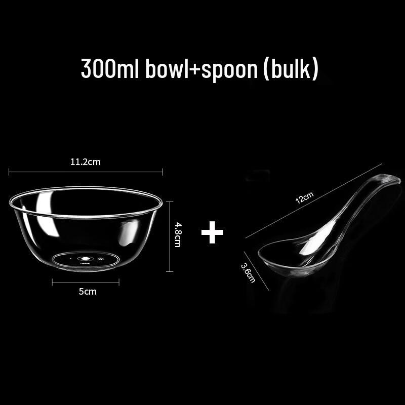 Disposable Plastic Crystal Bowls with Spoons - 100 Sets