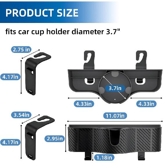 3-In-1 Car Headrest Backseat Organizer With 3.7" Backseat Cup Holder For Car, Seat Back Organizer With Hooks