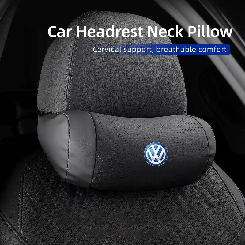 Car Seat Headrest Leather Head Support Protector Cushion For VW GTI Polo Passat Scirocco Golf Tiguan Jetta T-ROC Touareg Touran zr0